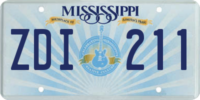 MS license plate ZDI211