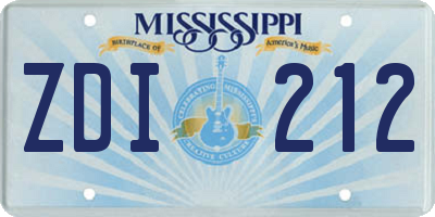 MS license plate ZDI212