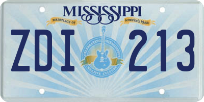 MS license plate ZDI213