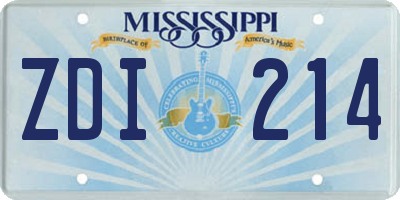 MS license plate ZDI214