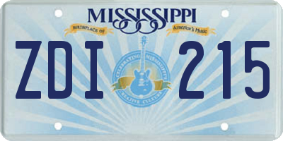 MS license plate ZDI215