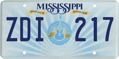 MS license plate ZDI217