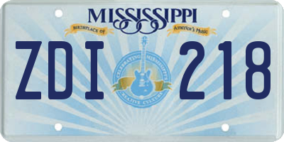 MS license plate ZDI218