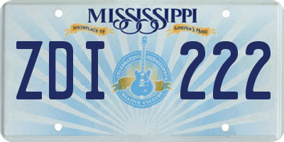 MS license plate ZDI222
