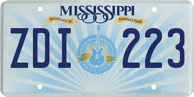 MS license plate ZDI223
