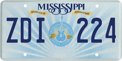 MS license plate ZDI224