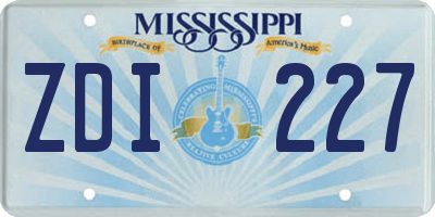 MS license plate ZDI227