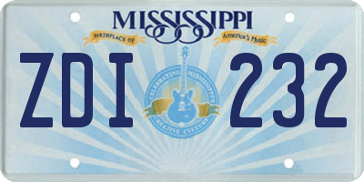 MS license plate ZDI232