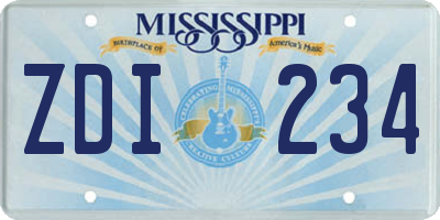 MS license plate ZDI234