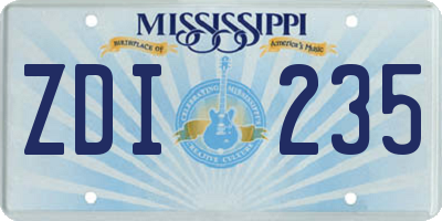 MS license plate ZDI235