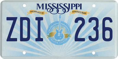 MS license plate ZDI236