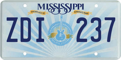 MS license plate ZDI237