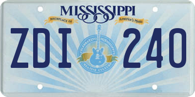 MS license plate ZDI240