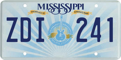 MS license plate ZDI241