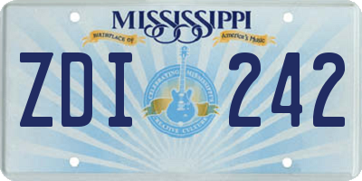 MS license plate ZDI242