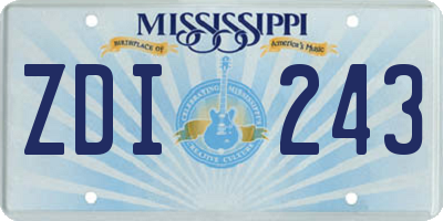 MS license plate ZDI243