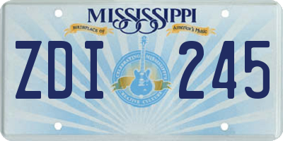 MS license plate ZDI245