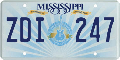 MS license plate ZDI247