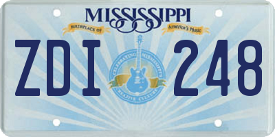 MS license plate ZDI248