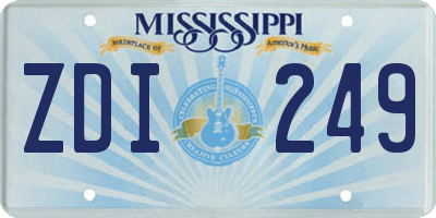 MS license plate ZDI249