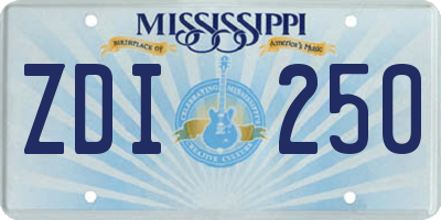 MS license plate ZDI250