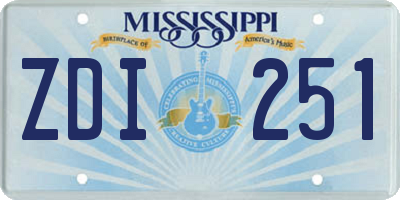 MS license plate ZDI251