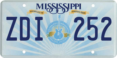MS license plate ZDI252