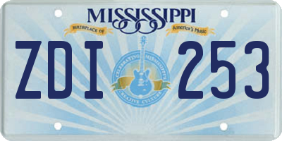 MS license plate ZDI253