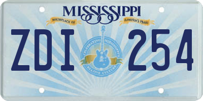 MS license plate ZDI254