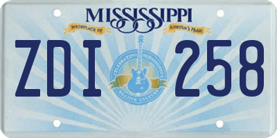 MS license plate ZDI258