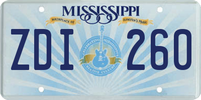 MS license plate ZDI260