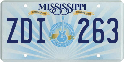 MS license plate ZDI263