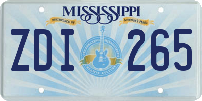MS license plate ZDI265
