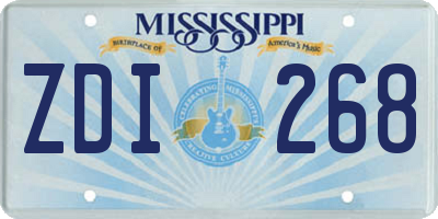 MS license plate ZDI268
