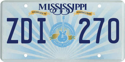 MS license plate ZDI270