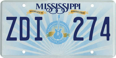MS license plate ZDI274