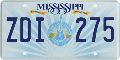 MS license plate ZDI275