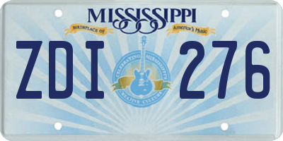 MS license plate ZDI276