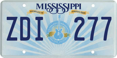 MS license plate ZDI277