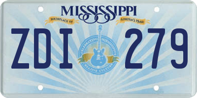 MS license plate ZDI279