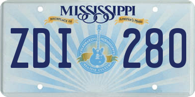 MS license plate ZDI280