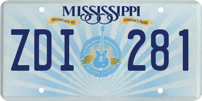 MS license plate ZDI281
