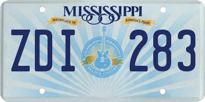 MS license plate ZDI283