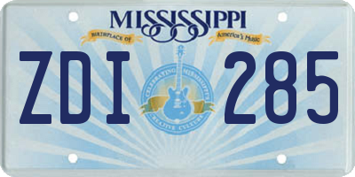 MS license plate ZDI285