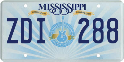 MS license plate ZDI288