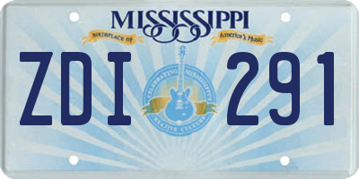 MS license plate ZDI291