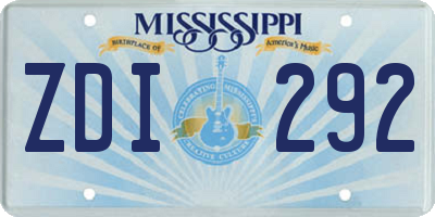 MS license plate ZDI292