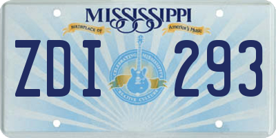 MS license plate ZDI293