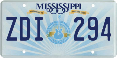 MS license plate ZDI294