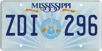 MS license plate ZDI296